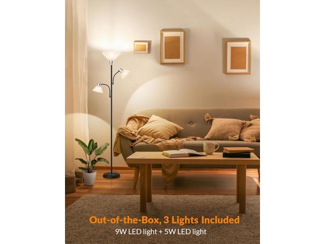 LEPOWER Floor Lamp, Standing Lamp with Replaceable 3000K Energy-Saving, Lamp for Living Room with Adjustable Reading Lights, Modern Bright Floor...