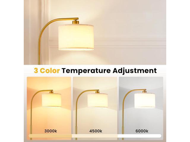 Tall Floor Lamp for Living Room,65'' Modern Standing Lamps with 9W LED Bulb,Elegant Floor Light with Fabric Shade,Gold Tall Lamp for Bedroom Office...