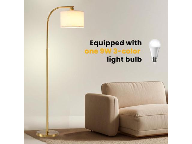 Tall Floor Lamp for Living Room,65'' Modern Standing Lamps with 9W LED Bulb,Elegant Floor Light with Fabric Shade,Gold Tall Lamp for Bedroom Office...