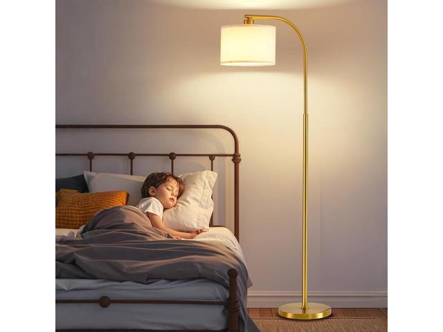 Tall Floor Lamp for Living Room,65'' Modern Standing Lamps with 9W LED Bulb,Elegant Floor Light with Fabric Shade,Gold Tall Lamp for Bedroom Office...