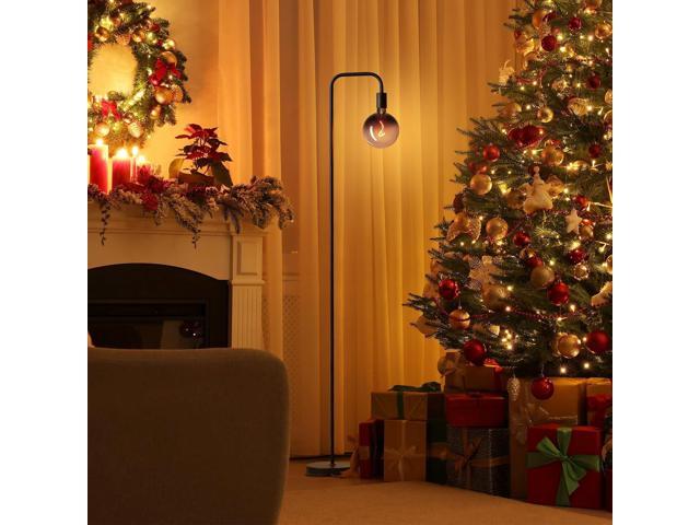 ONEWISH Floor Lamp for Living Room - Minimalist Industrial Standing Lamp with Modern LED Bulb, Globe Black Clear Glass 6', 1800K Warm Ambiant...