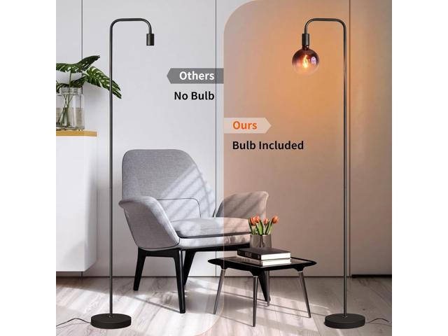 ONEWISH Floor Lamp for Living Room - Minimalist Industrial Standing Lamp with Modern LED Bulb, Globe Black Clear Glass 6', 1800K Warm Ambiant...