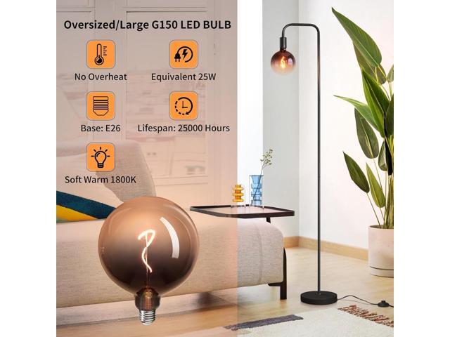 ONEWISH Floor Lamp for Living Room - Minimalist Industrial Standing Lamp with Modern LED Bulb, Globe Black Clear Glass 6', 1800K Warm Ambiant...