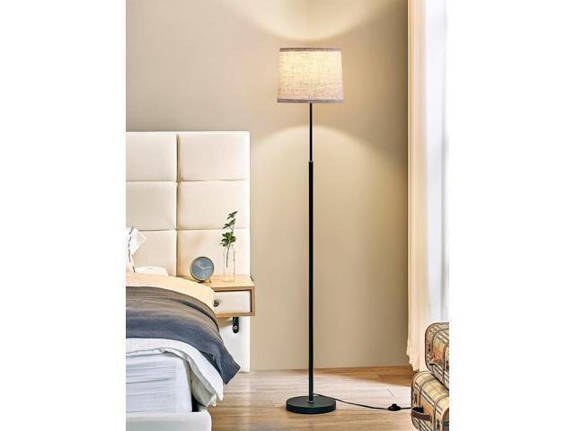 60' Modern Floor Lamp for Living Room Bedroom, Standing Lamp with Oatmeal Linen Lampshade, Tall Lamp with A19 9W 3 Color Temperature Bulb, Foot...