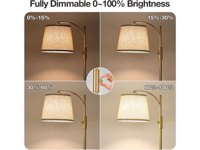 AIDENOEY Fully Dimmable Floor Lamp for Living RoomStanding Lamp Rotary Switch with Linen Beige ShadeGolden Tall Lamps for Bedroom with Adjust...