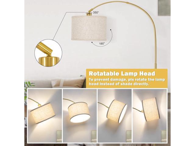 Gold Arc Floor Lamp, Dimmable Floor Lamp for Living Room, Mordern Standing Light with Adjustable Lamp Head, Tall Pole Lamp Over Couch Arched Light...