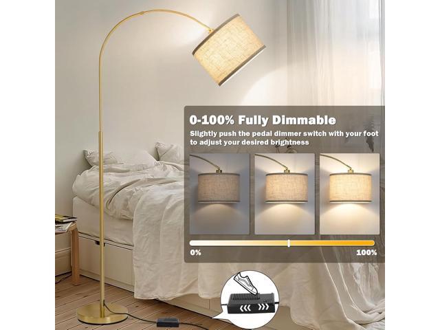 Gold Arc Floor Lamp, Dimmable Floor Lamp for Living Room, Mordern Standing Light with Adjustable Lamp Head, Tall Pole Lamp Over Couch Arched Light...