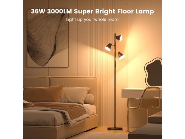 36W LED Tree Floor Lamp, Dimmable Tall Standing Lamp with Remote & Touch Control, 4 Color Temperatures Bright Floor Lamp, 3 Rotatable Light Modern...