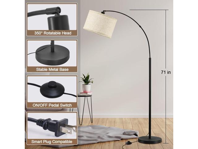 71' Arc Floor Lamps for Living Room, Standing Lamp with Adjustable Head, Tall Pole Lamp with Foot Switch, Arched Reading Light for Bedroom, Office,...