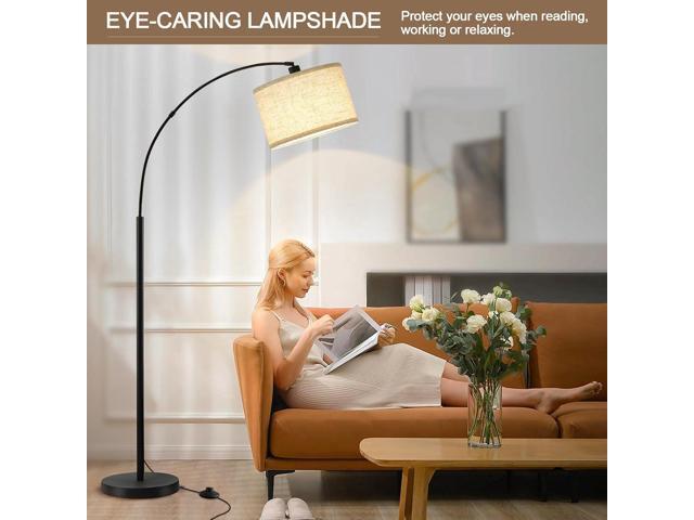 71' Arc Floor Lamps for Living Room, Standing Lamp with Adjustable Head, Tall Pole Lamp with Foot Switch, Arched Reading Light for Bedroom, Office,...