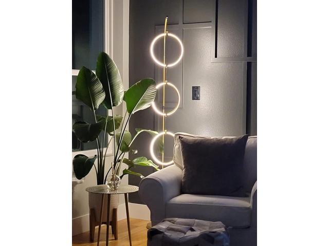 Brightech Nova 74 in. Antique Brass Industrial 3-Light LED Energy Efficient Floor Lamp with Built-in 3-Way Dimmer Function FL-NVA-BRS