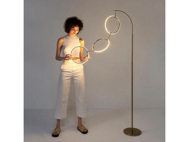 Brightech Nova 74 in. Antique Brass Industrial 3-Light LED Energy Efficient Floor Lamp with Built-in 3-Way Dimmer Function FL-NVA-BRS