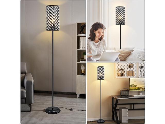 GyroVu Crystal Floor Lamp, Modern Standing Lamp with Elegant Shade Black Floor Lamp with On/Off Foot Switch,Tall Pole Accent Lighting for Living...