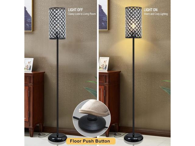 GyroVu Crystal Floor Lamp, Modern Standing Lamp with Elegant Shade Black Floor Lamp with On/Off Foot Switch,Tall Pole Accent Lighting for Living...