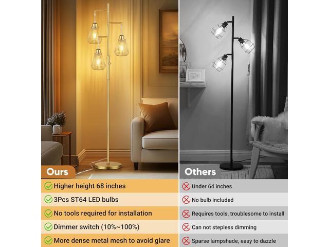 QiMH Industrial Floor Lamps for Living Room, Tree Standing Lamp with Stepless Dimmable, 68' Modern Tall Lamps for Bedroom Study Home Office, Rotary...