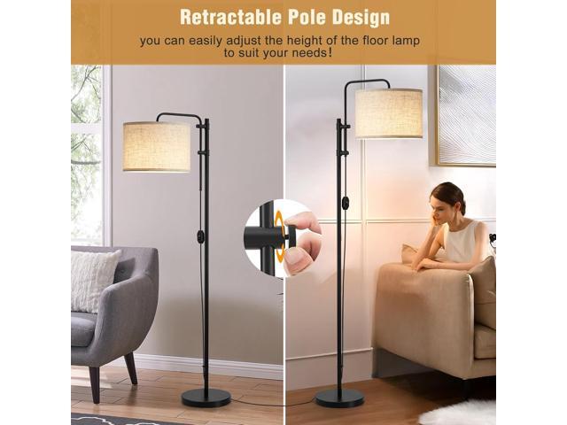GyroVu Floor Lamp for Living Room, Adjustable Height Standing Lamps with 350° Rotate Beige Lampshade, 67.5-Inch Modern Tall Lamp Dimmable Floor...