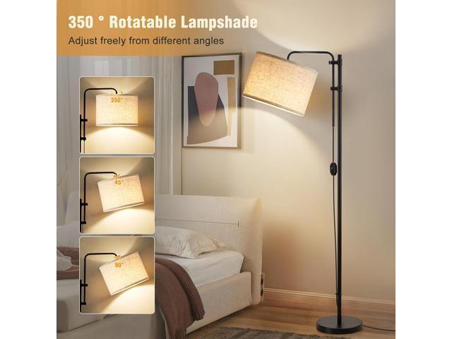GyroVu Floor Lamp for Living Room, Adjustable Height Standing Lamps with 350° Rotate Beige Lampshade, 67.5-Inch Modern Tall Lamp Dimmable Floor...