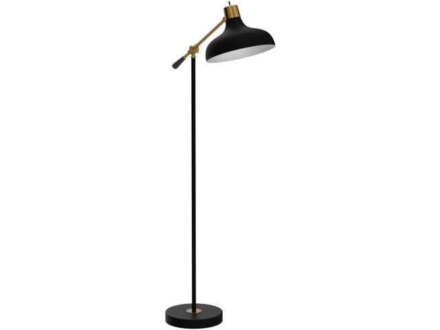 Brightech Wyatt 60 in. Classic Black Industrial 1-Light Height Adjustable LED Floor Lamp with Black Metal Bowl Shade FL-WYT-BLK
