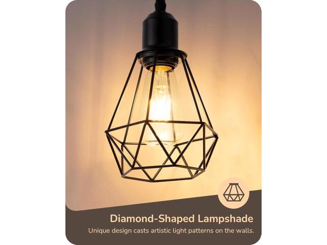 EDISHINE 70IN Farmhouse Floor Lamps for Living Room, Dimmable Industrial Tall Standing Lamps 3 LED Edison Bulbs Included, Diamond-Shaped Cage,...