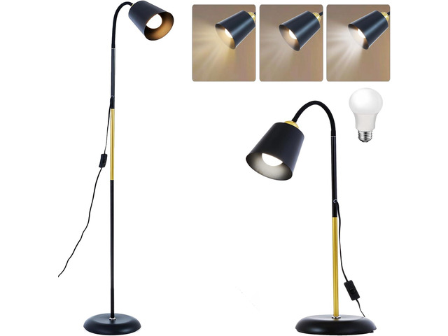 AoMck Floor Reading Lamp, Industrial Metal Floor Lamps for Living Room with Adjustable Bendable, 2 in 1 Reading Table Lamps for Living Room Bedroom...