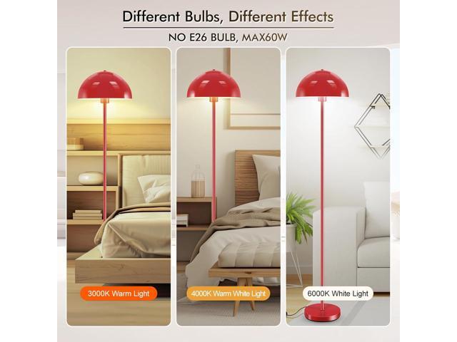 Floor Lamp, Industrial Red Floor Lamps for Living Room, 65.6in Standing Lamp, Retro Mushroom Dome Shade, Whole Metal, E26 Socket, Mid Century...