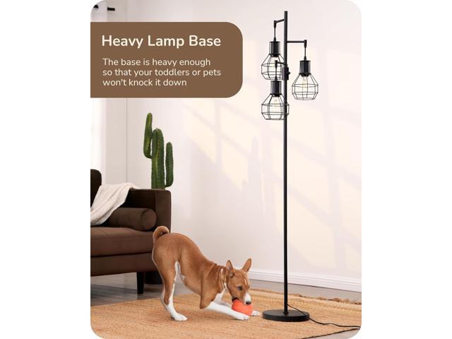 EDISHINE Dimmable Farmhouse Floor Lamp, Industrial Standing Lamp for Living Room, 3 LED Edison Bulbs Included, Black Corner Rustic Tall Tree...