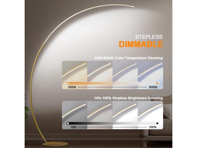 Dimmable LED Floor Lamp with 3 Color Temperatures, Ultra Bright 2000LM Gold Arc Floor Lamp, Modern Standing Tall Lamp with Remote Control Reading...