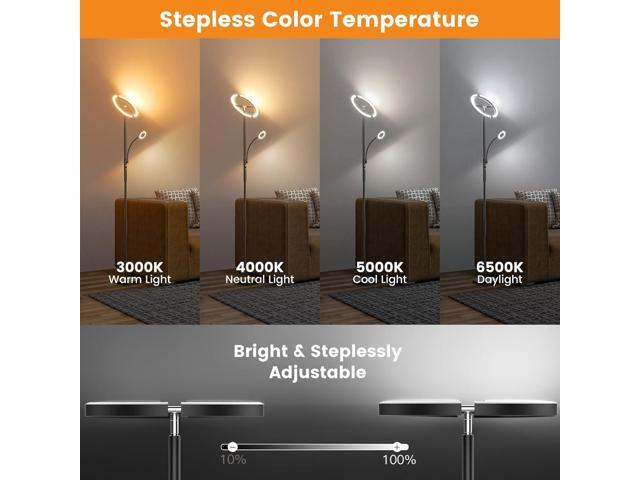 LED Floor Lamp for Living Room - Modern Standing Lamp with Reading Light, Remote Touch Control Floor Light Dimmable Mother-Daughter Tall Bedroom...