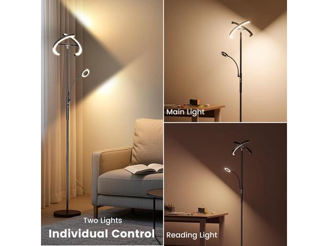 LED Floor Lamp for Living Room - Modern Standing Lamp with Reading Light, Remote Touch Control Floor Light Dimmable Mother-Daughter Tall Bedroom...