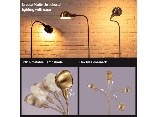 O'Bright Nova - Adjustable Floor Lamp with Flexible Gooseneck and Rotatable Shade, E26 Socket, 10-Inch Base - Ideal for Reading, Bedside, Living...