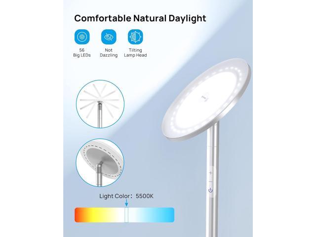 TROND Floor Lamp, LED Torchiere Uplight Lamp, 5 Brightness Aluminum Modern Standing Light, 5500K Natural Daylight, 5000 lm, 71in Tall, 30 Mins...