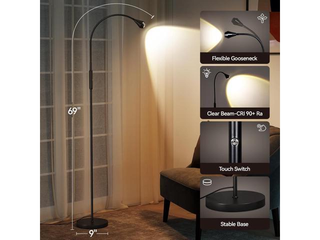 SUNMORY Adjustable LED Beam Floor Lamps for Living Room, Reading Lamp with Flexible Gooseneck, Dimmable Zoomable Spotlight, Work Light, Touch...