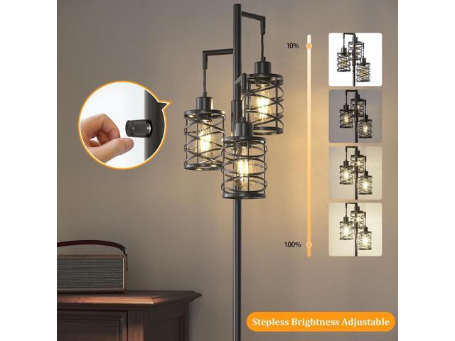 Oneach 70' Industrial Floor Lamp, Stepless Dimmable Standing Lamp with 3 Bulbs, Farmhouse Corner Standing Tree Lamp for Living Room, Tall Lamps for...