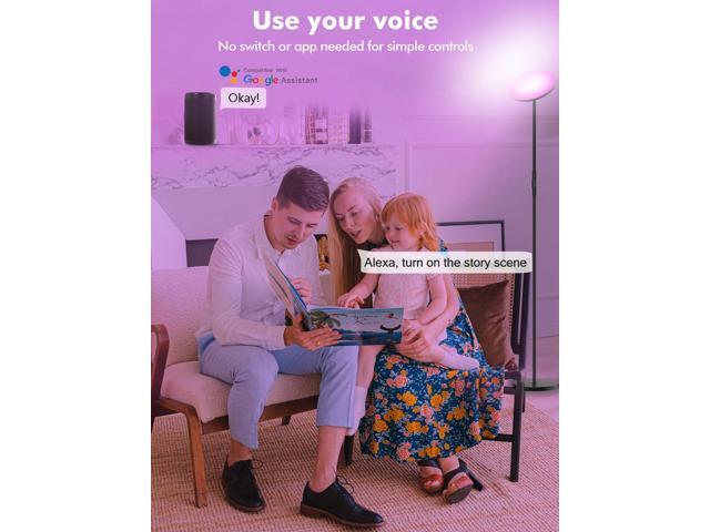 YHW Smart RGB LED Floor Lamp Works with Alexa Google Home, WiFi Remote Modern Tall Standing Light, Super Bright 2000LM Color Changing & Dimmable...