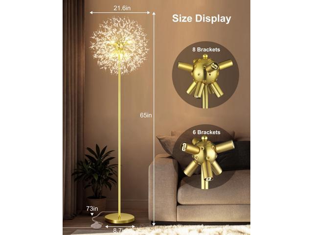 Crystal Floor Lamp, 69'' Modern Floor Lamp for Living Room, Standing Lamp with On/Off Foot Switch, Metal Tall Lamps with 659 PCS K9 Crystals, Gold...