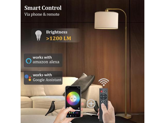 Gold Floor Lamp with Remote Control, 1200 Lumens Adjustable Height Dimmable Arc Floor Lamp for Living Room, Modern Gold Standing Lamp for Bedroom,...