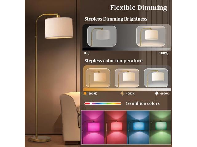 Gold Floor Lamp with Remote Control, 1200 Lumens Adjustable Height Dimmable Arc Floor Lamp for Living Room, Modern Gold Standing Lamp for Bedroom,...