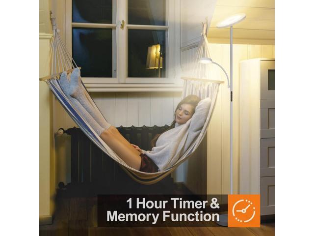 OUTON LED Floor Lamp, 27W/2400LM Torchiere Lamp & 7W/ 400LM Reading Lamp, Bright Dimmable Standing Tall Lamp with 4 Color Temperature, Remote Touch...