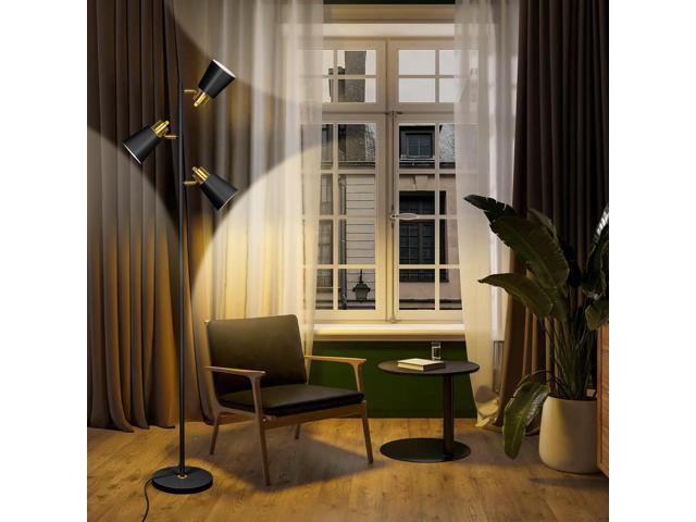 Tree Floor Lamp for Living Room, Industrial 3-Light Standing Lamp with 3 LED Bulbs, Adjustable Rotation Heads, Standing Tall Pole Lamp Farmhouse...