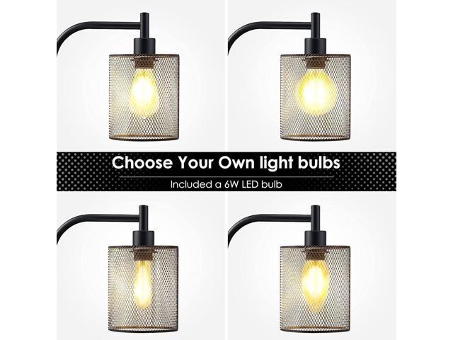 BoostArea Industrial Floor Lamp, Standing Lamp with Hanging Iron Mesh Lamp Shade, 6W LED Bulb, Whole Metal Farmhouse Floor Lamp with Foot Switch,...