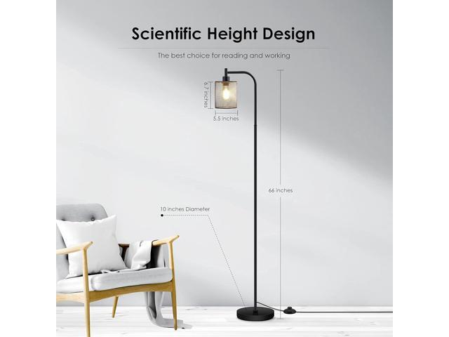 BoostArea Industrial Floor Lamp, Standing Lamp with Hanging Iron Mesh Lamp Shade, 6W LED Bulb, Whole Metal Farmhouse Floor Lamp with Foot Switch,...