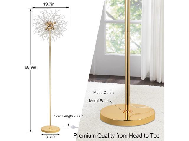 69 inch Crystal Floor Lamp, Modern Standing Lamp with K9 Crystal, LED Floor Lamp with On/Off Foot Switch, Metal Tall Pole Lamp for Living Room,...