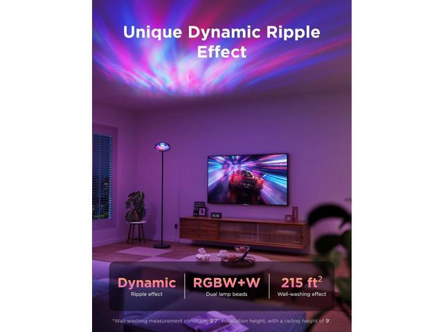 Govee Uplighter Floor Lamp for Living Room, RGBIC Ripple Projector, Floor Lamp for Bedroom Works with Matter, 215 ft² Light Area, 1000lm LED Modern...