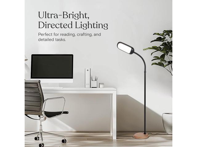 Brightech Litespan Slim LED Floor Lamp - Modern Reading Light Over Chair for Living Rooms & Offices, Tall With Adjustable Gooseneck, Crafts Work...