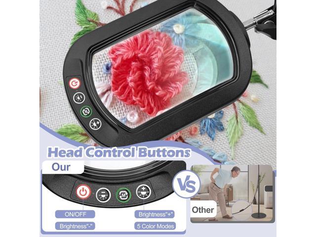 10X Large Rectangle Magnifying Glass with Light and stand, 5*3 Inch Real Glass 5 Color Modes Stepless Dimmable Arm Swing LED Floor Lamp, 3-in-1...