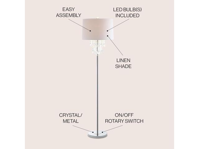 JONATHAN Y JYL2034A Abigail 61' Crystal/Metal LED Floor Lamp Contemporary,Transitional,Traditional,Glam for Bedrooms, Living Room, Office, Reading,...