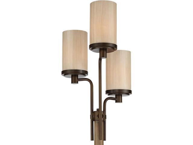 Franklin Iron Works Astoria Rustic Farmhouse Industrial Standing Floor Lamp Tree 3-Light 71' Tall Bronze Faux Wood Faux Tea Alabaster Glass for...