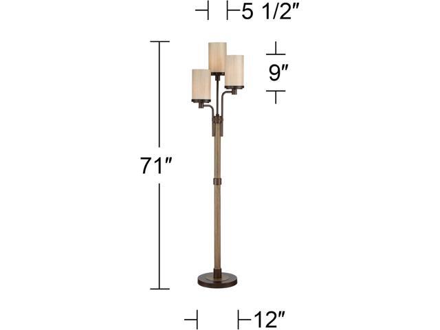Franklin Iron Works Astoria Rustic Farmhouse Industrial Standing Floor Lamp Tree 3-Light 71' Tall Bronze Faux Wood Faux Tea Alabaster Glass for...