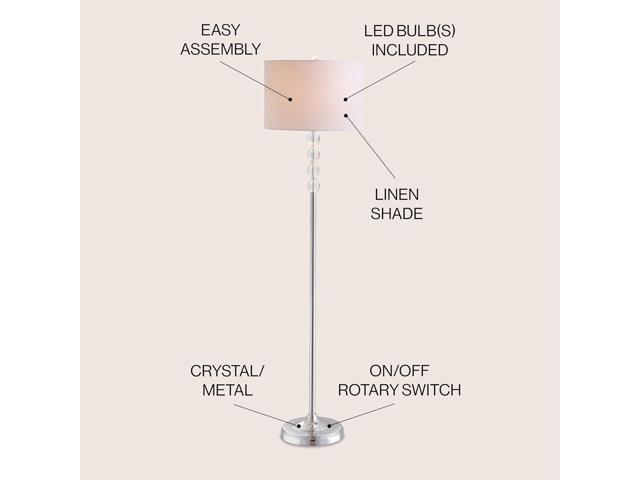 JONATHAN Y JYL2028A 59.5' Glam Crystal and Chrome Floor Lamp, Modern Tall Standing Lamp for Living Room, Bedroom, Contemporary Reading Lamp with...