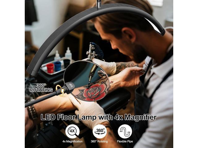 Half Moon Lash Light - Adjustable LED Floor Lash Lamp with 4X Magnifier & Phone Holder for Eyelash Extensions,Nail Art,Tattoo,Skincare,Salon...